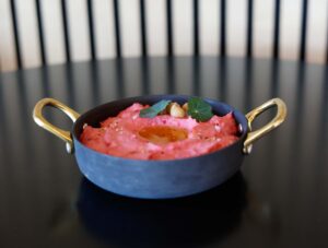 Beetroot hummus made in Invoq oven